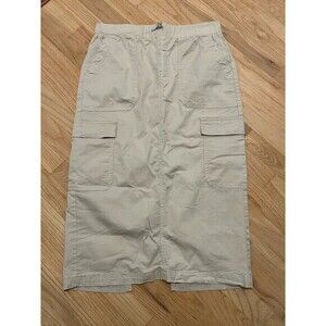 Stitch Star Beige Cargo Midi Skirt Elastic‎ Toggle Waist Utility Pockets Medium